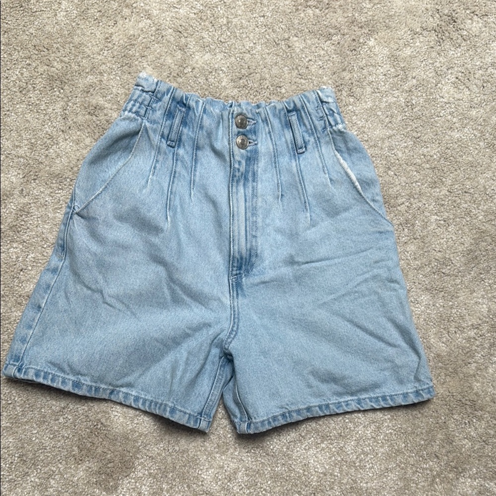 Zara Light Blue Camp Jean Shorts